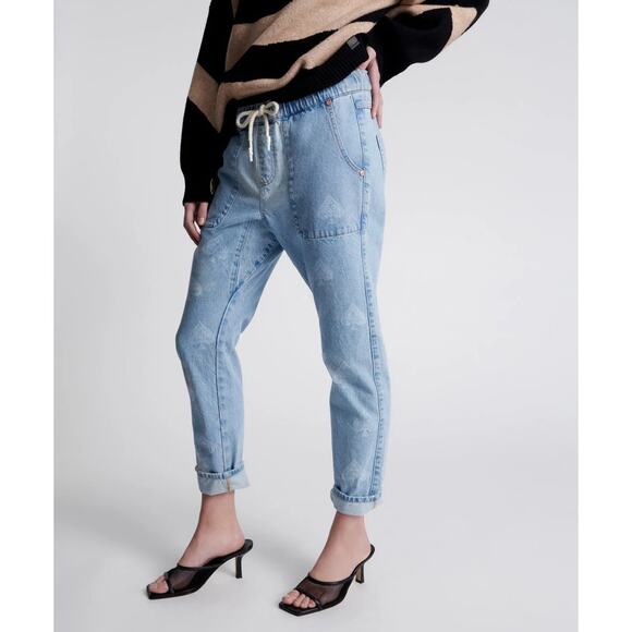 NWT-ONETEASPOON Ace of Spades Boyfriend Blue Jeans Pull On Denim Sz:XXS Ret$180 - Picture 3 of 9